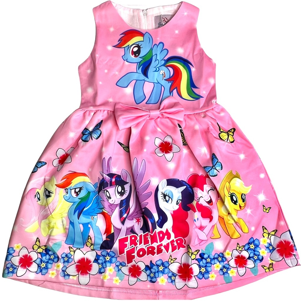 PINK  My Little Pony Friends Forever ALine Dress Rainbow Dash Unicorn bowtie